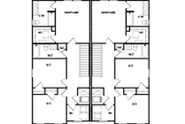 L2 floor plans, the Staten, both sides of attached townhomes in Callahan Crossing 
